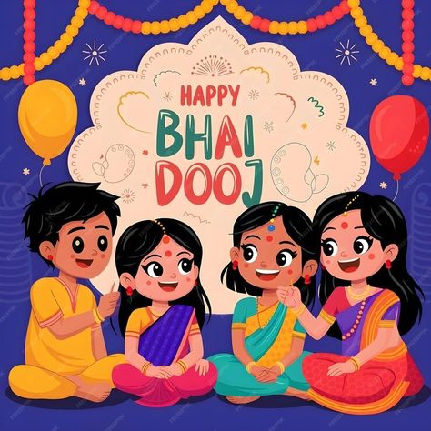 A poster for a happy indian family with a banner that says happy bhai dooj vector illustration | Premium AI-generated image Happy Bhai Dooj, Bhai Dooj, Happy Bhai Dooj Images, Bhai Dooj Images, Happy Diwali Images Hd, Devi Images Hd, Happy Diwali Images, Indian Family, Diwali Diya