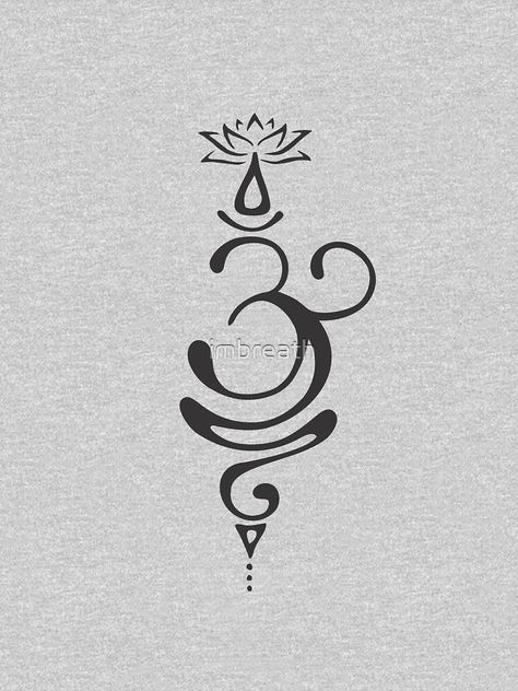 "Sanskrit Symbol for Breathe - Just Breathe Om lotus Symbol " T-shirt by imbreath | Redbubble Symbol For Breathe, Aum Tattoo, Breathe Symbol, Just Breathe Tattoo, Name Tattoo On Hand, Om Symbol Art, Sanskrit Symbols, Om Tattoo Design, Purple Tattoos