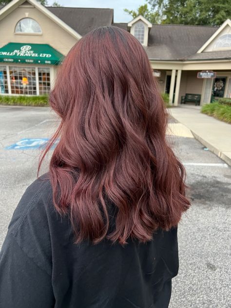 Ash Burgundy Hair, Dark Red Hair Color On Brown Hair, Subtle Red Hair Color, Cherry Pink Brown Hair, Dyed Hair For Hazel Eyes, Hair Dye No Bleach Dark Hair, Red Brown Hair Natural, Soft Red Brown Hair, Cool Tone Red Brown Hair