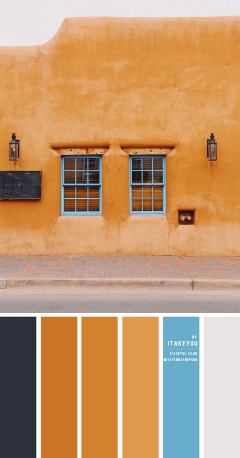 Brown Terracotta and Blue Colour Scheme – Colour Palette #43 Mexican Color Palette, Terracotta And Blue, Mediterranean Color Palette, Terracotta Color Palette, Blue Colour Scheme, Mexican Colors, Greek Decor, Wedding Readings, House Color Palettes