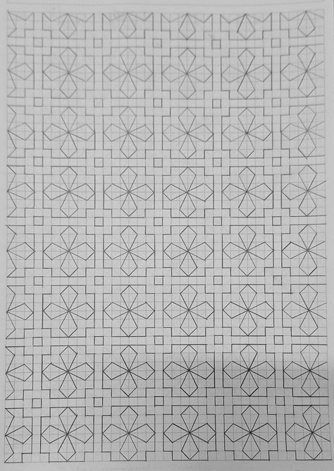 Drawing On Graph Paper Ideas, Graph Paper Designs Drawing, Things To Draw On Graph Paper, Graph Paper Doodles, Grid Doodles, Motifs Blackwork, Embellishment Drawing, Optical Illusion Drawing, Graph Paper Designs