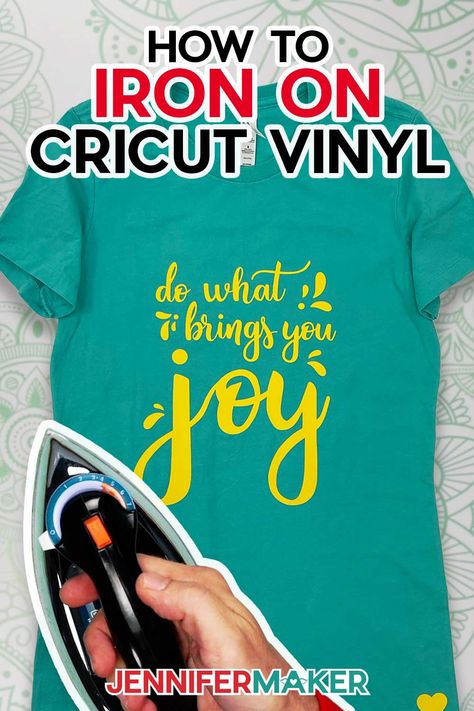 Learn how to iron on Cricut vinyl with a home iron to create custom t-shirts and other projects without a fancy heat press! How To Iron On Vinyl Cricut, How To Do Iron On Vinyl With Cricut, Cricket Iron On Projects, How To Cricut Iron On Vinyl, Iron On Vinyl Cricut T Shirts Ideas, Cricut Iron On Tutorial, Cricut Projects Vinyl T Shirts, Iron On Vinyl Projects, Iron On Vinyl Cricut