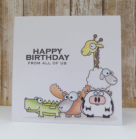 Zoo Crew, Birthday Card Drawing, Paper Smooches, Bday Cards, Card Drawing, Kids Birthday Cards, Birthday Cards Diy, Happy Birthday Card, Animal Cards