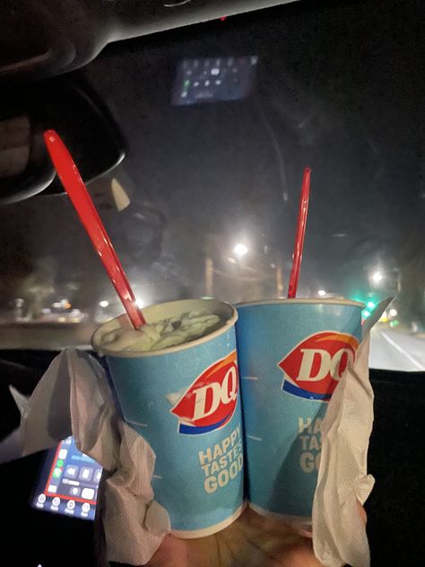 Dairy Queen Aesthetic Food, Dairy Queen Blizzard Aesthetic, Ice Cream Aesthetic Night, Drive Late Night, Dairy Queen Aesthetic, Ice Cream At Night, Late Night Ice Cream, American Core, Dq Ice Cream