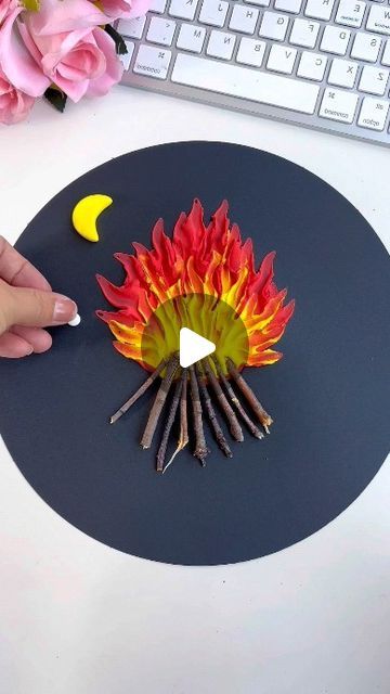 paper crafts creator on Instagram: "Use clay to make a burning bonfire 🔥, it looks very similar to the real thing, and the method is very simple, let's try it now  #Parent-childcraft #kindergartencraft #handmadediy #claycraft #creativecraft" Bonfire Crafts For Kids, Bonfire Crafts, Chart Paper, 3d Hand, Kindergarten Crafts, Bonfire Night, Lets Try, Creative Craft, Craft Diy