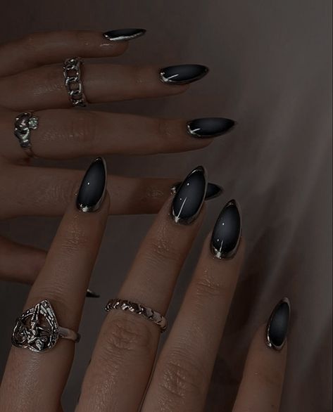 Villain Era Aesthetic Nails, Villain Nails Aesthetic, Dark Nail Aesthetic, Dark Nail Inspiration, Dark Nails Aesthetic, Aura Nails, Aesthetic Nails, Grunge Nails, French Tip Acrylic Nails