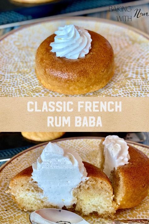 Rum Baba, French Cuisine Recipes, Baba Recipe, British Baking Show Recipes, British Bake Off Recipes, French Delicacies, Bake Off Recipes, Rum Cake Recipe, French Apple Cake