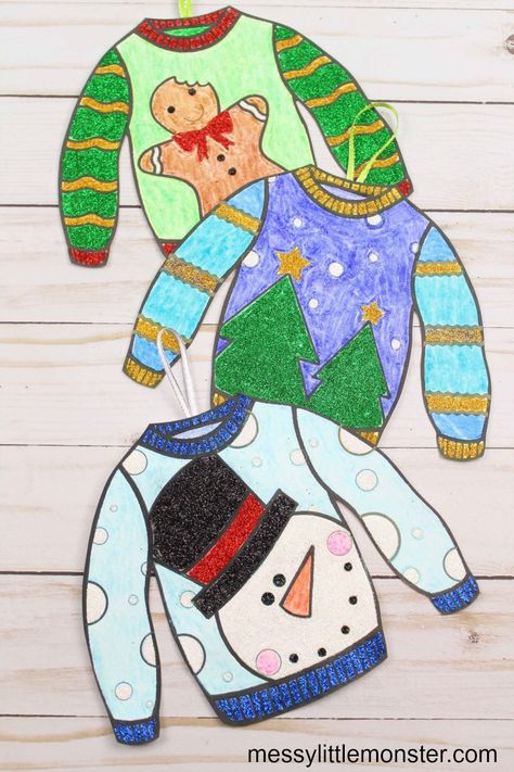 diy ugly sweater ornament Christmas Sweater Template, Ugly Christmas Sweater Template, Sweater Template, Jacket Template, Diy Christmas Tree Decorations, Easy Christmas Tree Decorations, Christmas Art Projects, Night Owls, Christmas Tree Decorations Diy