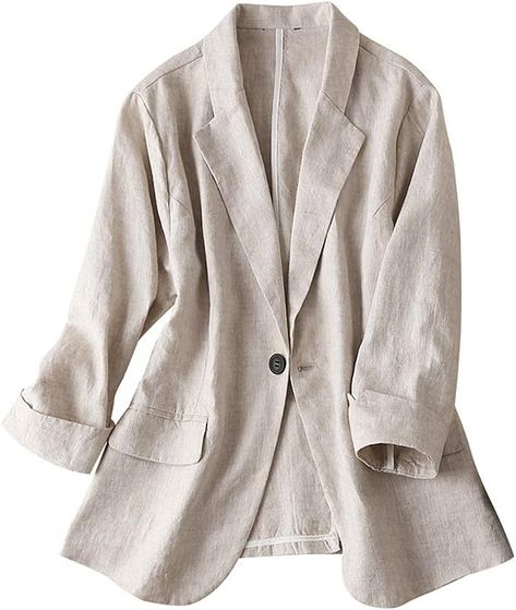 Absolutely perfect for fall season! Manche, Formal Suits, Linen Suits Women, Blazer Casual, Formal Blazer, Ladies Suit, Beige Blazer, Linen Suit, Women Formals