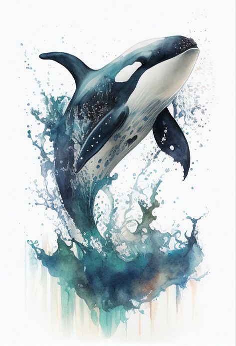 Andrew Simoson | WATERCOLOR | Killer Whale Orca Painting, Killer Whale Tattoo, Extraordinary Artwork, Orca Art, Whale Watercolor, Dolphin Painting, Whale Drawing, Whale Painting, Painted Portraits