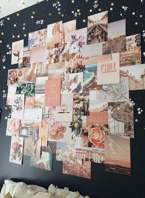 Foto Muro Collage, Geek Home Decor, Pinterest Room, Pink Collage, Photo Walls, Happy Room, Wall Collage Decor, Collage Mural, Tumblr Rooms