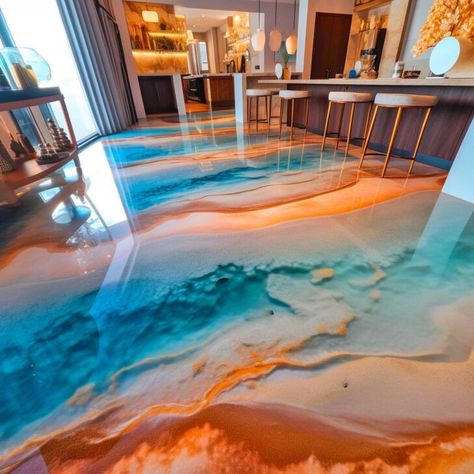 Luxury Epoxy Flooring, Epoxy Counters, Luxury Salon Interior Design, Dream House Makeover, Daiquiri Bar, Resin Floors, Epoxy Floor 3d, Epoxy Floor Designs, Epoxy Resin Flooring