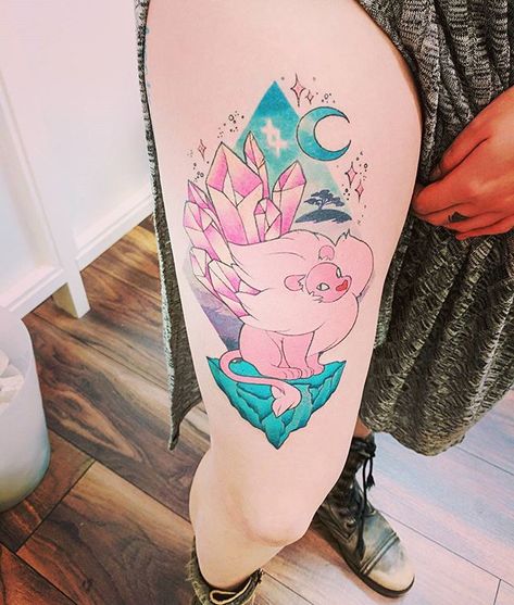 Steven Universe Tattoo, Universe Tattoos, Lion Steven Universe, Garnet Steven, Garnet Steven Universe, Universe Tattoo, Tattoo Concepts, Kawaii Tattoo, Steven Universe Gem