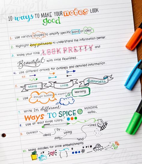 I made my own version of https://pin.it/4CBLfHx 10 WAYS TO MAKE YOUR NOTES LOOK PRETTIER. Here is the result! Banners For Notes, Note Making, Bullet Journal Work, Look Prettier, Visual Note Taking, Studera Motivation, Note Taking Tips, Medicine Notes, School Study Ideas