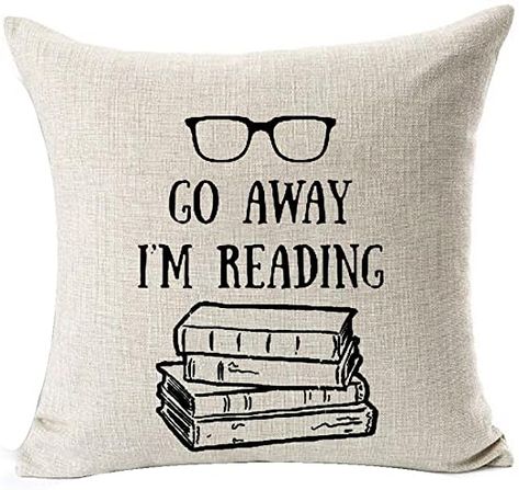 AmazonSmile: Andreannie Book Lover Reading Books Club Librarian Black Glasses Go Away I'm Reading Cotton Linen Throw Pillow Case Cushion Cover New Home Office Indoor Decorative Square 18 X 18 Inches: Home & Kitchen Throw Pillows Bedroom, Unique Stocking Stuffers, Books Library, Book Pillow, Summer Pillows, Quotes For Book Lovers, Linen Throw Pillow, Linen Throw, Decorative Throw Pillow Covers