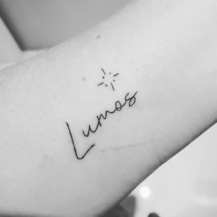 Lumos Tattoo, Harry Potter Lumos, Tattoo Harry Potter, Rib Tattoo Quotes, Indian Feather Tattoos, Science Tattoos, Triangle Tattoos, Tattoo Quotes For Women, Harry Potter Tattoos