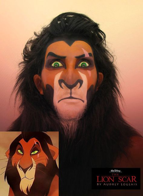 HowToBeADad.com – Amazing Disney Villain Makeup Makeup Looks Extreme, Scar Face Costume, Disney Characters Makeup, Halloween Villain Costumes, Scar Disney Costume, Red Panda Makeup, Black Face Paint Ideas, Male Disney Villains Costumes, Halloween Makeup Disney