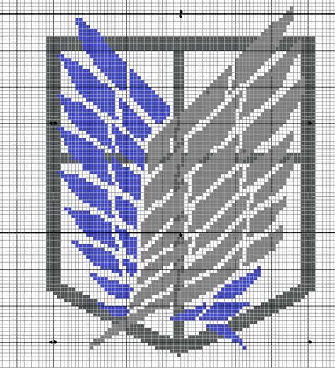 Geekie Crafts Attack on Titan Wings of Freedom Cross Stitch Attack On Titan Pixel Art, Attack On Titan Perler Beads, Alpha Patterns Genshin Impact, Attack On Titan Cross Stitch, Levi Ackerman Perler Beads, Attack On Titan Alpha Pattern, Final Fantasy Cross Stitch Patterns Free, Wings Of Freedom, Modele Pixel Art