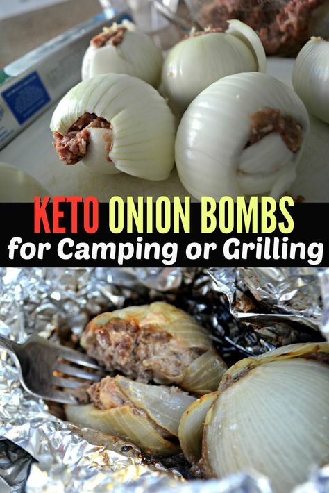 Simple Keto Onion Bombs for Camping and Grilling Grill Dessert, Keto Burger, Foil Packet Meals, Camping Dinners, Cheese Casserole, Campfire Food, Broccoli Cheese, Keto Side Dishes, Family Eating