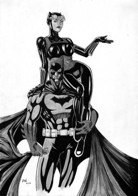 Batman and Catwoman by PH Gomes Catwoman Drawing, Catwoman Comic, Comic Face, Batman And Catwoman, Selina Kyle, Bad Cats, Broken Leg, Batman Family, Couple Cartoon