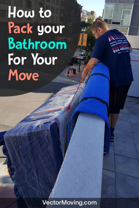 When you’re getting ready to move from one home to another, one of the last rooms you’ll pack is your bathroom. While it may be your smallest room in your house, there are usually lots of little things that need to be sorted and packed. #PackYourBathroom #MovingTips Packing Bathroom For Moving, How To Pack Bathroom To Move, Moving A Toilet Location, Moving Toilet Location, How To Move A Toilet Location, How To Begin Packing For A Move, Packing Toiletries, Moving House Tips, Moving Hacks Packing