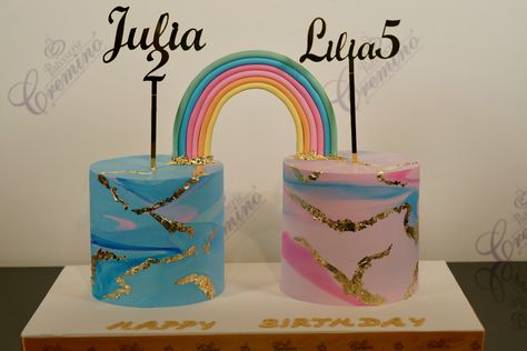 marble rainbow cake - twin cake Twin Cakes, Gaming Cake, Baby 1st Birthday Cake, Baby Boy Cake Topper, Twin Birthday Cakes, Twins Cake, Buttercream Cakes, Baby Boy Cakes, Baby Birthday Cakes