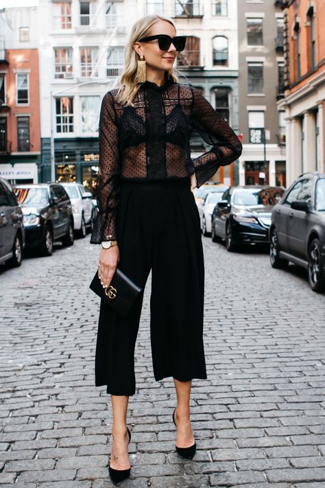 Sheer Black Blouse Outfit, Black Sheer Blouse Outfit, Lace Black Top Outfit, Black Lace Top For Fall, Wholesome Outfits, Black Lace Blouse Outfit, Sheer Black Top Outfit, Black Sheer Top Outfit, Cannes Outfits