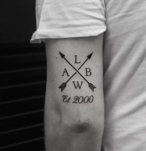 110 Best Family Tattoos for Men | Improb Crossed Arrow Tattoos, Good Family Tattoo, Family First Tattoo, Tricep Tattoos, Wörter Tattoos, Targaryen Tattoo, Family Tattoos For Men, Molecule Tattoo, Tatuagem Masculina Pequena