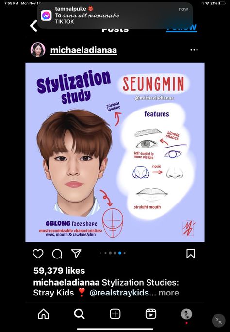 Seungmin Drawing Reference, How To Draw Seungmin, Stylization Study, Seungmin Drawing, New York Hair, Skz Art, Oblong Face Shape, Free Haircut, Face Study