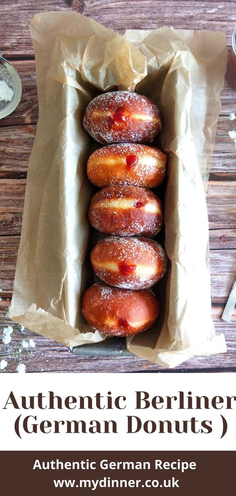 German Berliner Recipe, Bismarck Donut Recipe, German Doughnut Recipe, Berliners Recipes, German Donuts Recipe, Berliner Donut Recipe, Polish Donuts Recipes, German Baked Goods, German Winter Food