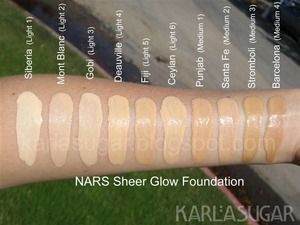 NARS sheer glow Siberia Nars Sheer Glow Swatches, Nars Foundation Shades, Nars Foundation, Nars Sheer Glow Foundation, Nars Sheer Glow, Mac Foundation, Foundation Swatches, Makeup And Beauty Blog, Nars Makeup