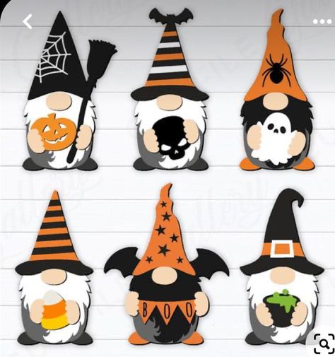 Stampin Up Gnome Halloween Cards, Halloween Gnomes Drawings, Gnome Seasonal Sign, Halloween Gnome Nail Designs, Gnome Halloween Decorations, Halloween Gnome Door Hanger, Gnome Halloween Painting, Gnome Halloween Cards, Halloween Gnomes Painting