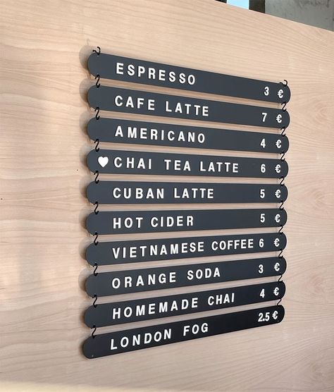 10 Fun Menu Board Ideas for Dessert Shops and Cafes Cafe Menu Display, Coffee Shop Menu Board, Cafe Menu Boards, Hanging From Ceiling, Menu Board Design, Menu Sans Gluten, Menu Display, Cafe Menu Design, Digital Menu Boards