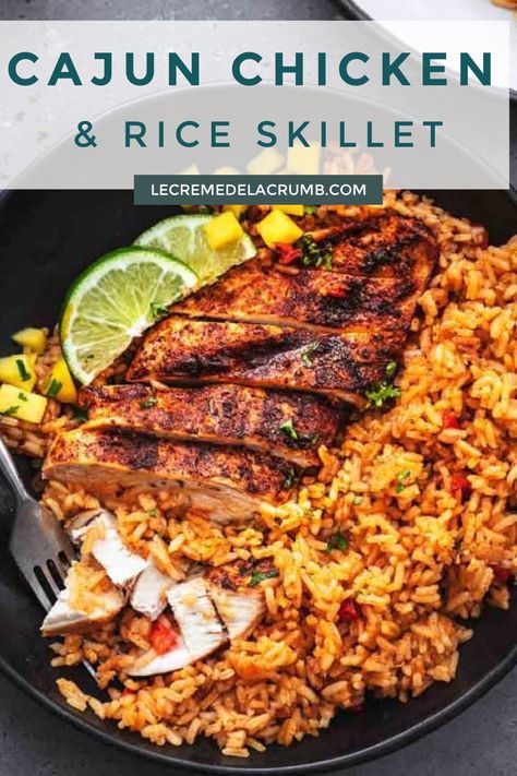 Cajun Chicken With Rice, Chicken And Rice Cajun, Cajun One Pan Meals, Cajun Chicken Recipes Healthy, Easy Cajun Rice Recipes, Cajun Seasoned Chicken, Chicken Tips And Rice, Cajun Seasoning Chicken, Quick Healthy Chicken Meals