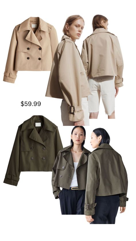 H&M cropped trench coat Crop Trench Coat, Cropped Trench Coat, Fall 24, Trench Coat, H&m, Fall Winter, Jackets For Women, Collage, Pins