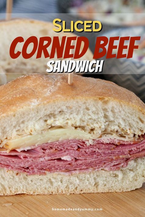 Sliced Corned Beef Sandwich is so easy to make. Corned beef lunch meat is super easy to work with and produces delicious results. ##cornedbeefsandwich #cornedbeefrecipe #reubensandwich #delisandwich Handheld Meals, Corned Beef Sandwiches, Sandwich Homemade, Western Recipes, Corned Beef Sandwich, Flexitarian Recipes, On A Bun, Sandwhich Recipes, Beef Sandwiches