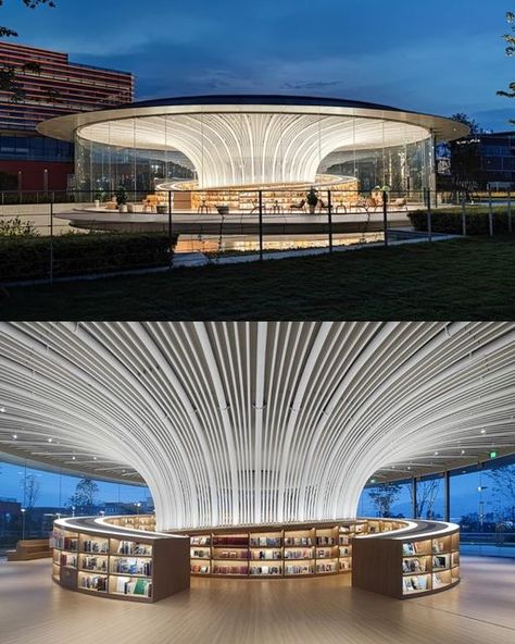 Architecture Structure Design, Library Project Architecture, Institute Design Architecture, Modern Library Architecture, Skylight Design Architecture, Reading Pavilion, Curve Architecture, Library Room Design, Southwest Architecture