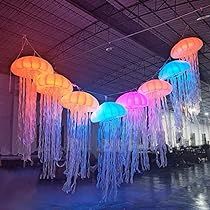 Hanging Jellyfish, Christmas Lights In Bedroom, Online Chatting, Jellyfish Decorations, Jellyfish Light, Colorful Jellyfish, Inflatable Decorations, Carnival Festival, Chandelier Decor