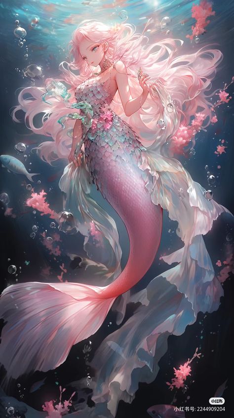 Anime Mermaid Female, Mermaid Concept Art, Beautiful Mermaid Art, Siren Anime, Mermaid Tail Art, Mermaid Tail Drawing, Mermaid Anime, Mermaid Island, Anime Mermaid