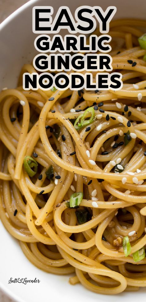 Ginger Recipes Dinner, Ginger Noodles, Cooking With Ginger, Garlic Noodles Recipe, Pantry Recipe, Rice Noodle Recipes, Noodle Recipes Easy, Garlic And Ginger, Garlic Noodles