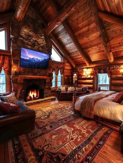 Cabin Home Ideas, Log House Bedroom, Dream Cottage Interior, Log House Interior, Log Cabin Homes Interior, Log Cabin Interiors, Log Cabin Renovation, Log Cabin Bedroom, Cabin Rooms