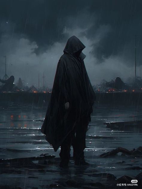 Cloaked Man Art, Hooded Character Art, Modern Assassin, Dark Warrior, Ninja Art, Dark Days, Shadow Warrior, Samurai Art, Dark Art Illustrations