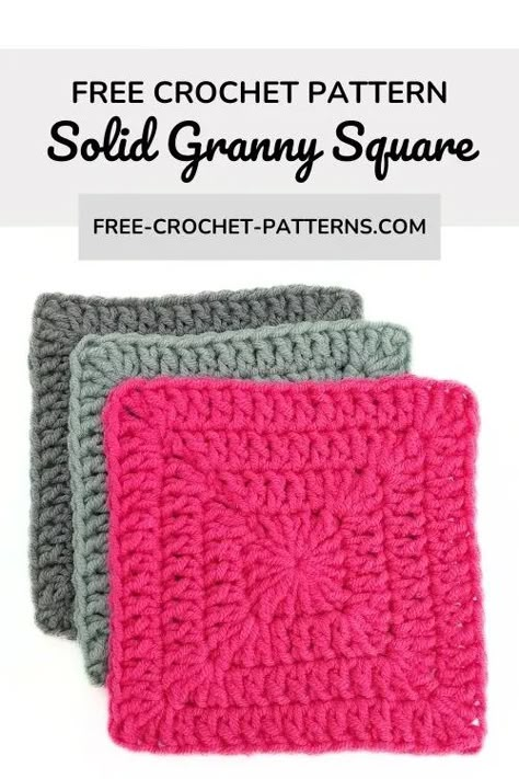 A free crochet pattern of a Solid Granny Square with no gaps including video tutorial and crochet chart. Suitable for beginners. Solid Granny Square Diagram, 5x5 Granny Square, No Hole Granny Square Pattern, Crochet Perfect Square, Ribbed Granny Square Crochet, Granny Square Solid Pattern, Single Crochet Square Pattern, Granny Square No Gaps, Easy Crochet Patterns Free Blanket Simple Granny Squares