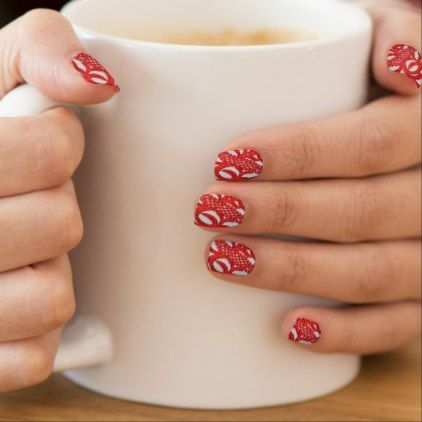 #Red and white lace-look minx nail wraps - #giftsforher #gift #gifts #her Nail Art Flower, Red Texture Background, Easter Nail Art, Minx Nails, Ballerina Nails, Spring Nail Art, Easter Nails, Floral Nails, Cool Nail Art