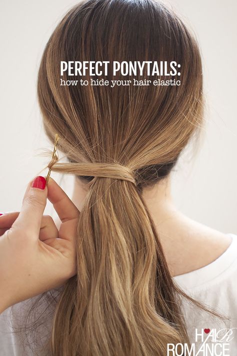 A ponytail seems like the easiest hairstyle but getting the perfect ponytail is not that simple. Here are some easy tips and tricks so you can perfect your ponytail every time. Why is it that when you want to secure your ponytail your hair band is too loose when it’s twice around but three times...Read More » Hair Tips And Tricks, Ponytail Tutorial, Ponytail Wrap, Perfect Ponytail, Hair Romance, Bobby Pin Hairstyles, Hair Diy, A Ponytail, Zoella