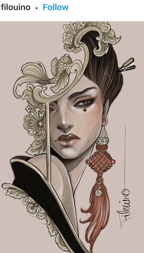 Neo Traditional Art, Abstract Tattoo Ideas, Art Nouveau Tattoo, Nouveau Tattoo, Art Nouveau Illustration, Asian Tattoos, Tattoo Portfolio, Japanese Tattoo Designs, Minimalist Tattoos