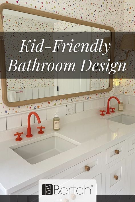 Get inspired with innovative guest and kids bathroom ideas for a safe, functional, and engaging space! From faucets to storage solutions, explore tips to design a child-friendly sanctuary. Create a space that's both playful and practical. Children’s Bathroom Remodel, Kids Bathroom Inspiration, Guest And Kids Bathroom, Kids Neutral Bathroom, Kids Jack And Jill Bathroom Ideas, Kids/guest Bathroom, Boy And Girl Shared Bathroom, Toddler Bathroom Ideas, Kid Bathroom Ideas