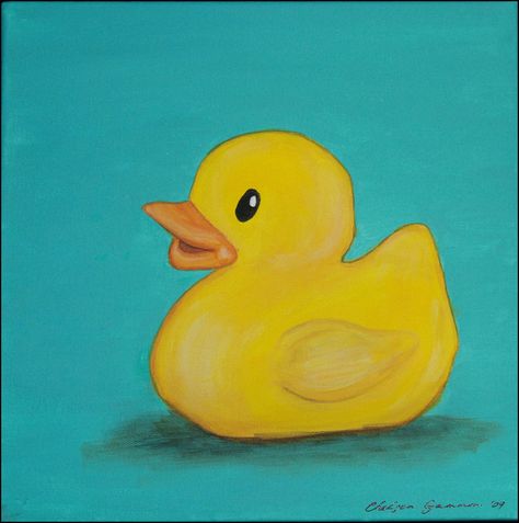 rubber ducky Yellow Duck Painting, Rubber Duck Painting, Duck Stickers, Duck Painting, Parking Spot Painting, Dog Quotes Love, Duck Art, Wood Slice Art, Umbrella Art