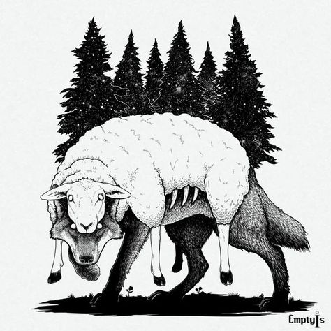 Sheep Drawing, Sheep Clothing, Sheep Art, Animal Study, Dark Art Drawings, A Sheep, Scary Art, A Wolf, Wolf Art