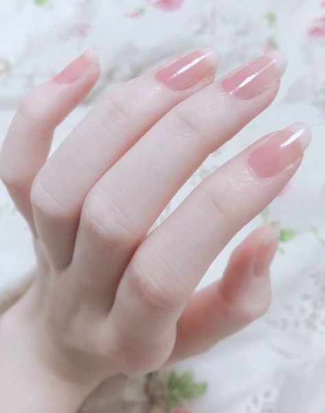 Long Natural Nails, Almond Acrylic, Korean Nails, Casual Nails, Really Cute Nails, Pretty Gel Nails, Almond Acrylic Nails, Soft Nails, Jelly Nails